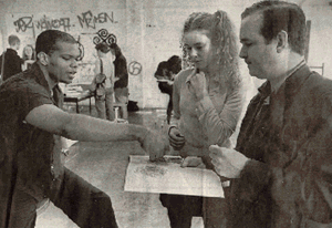 Robert Branch and Tim Rollins with a student in Utrecht